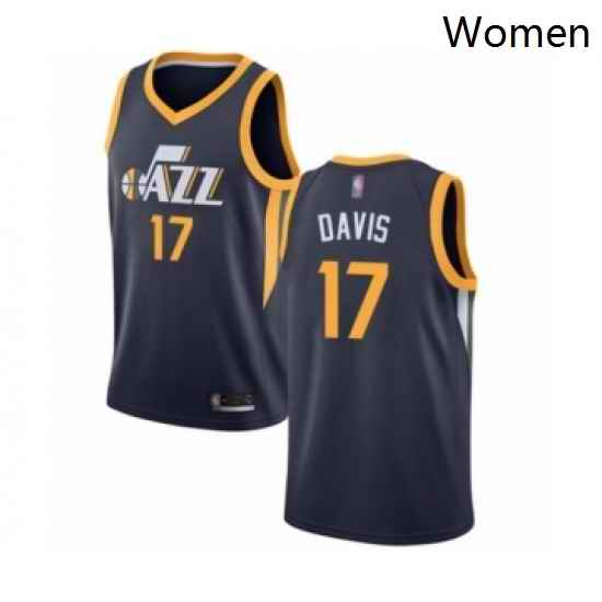 Womens Utah Jazz 17 Ed Davis Swingman Navy Blue Basketball Jersey Icon Edition